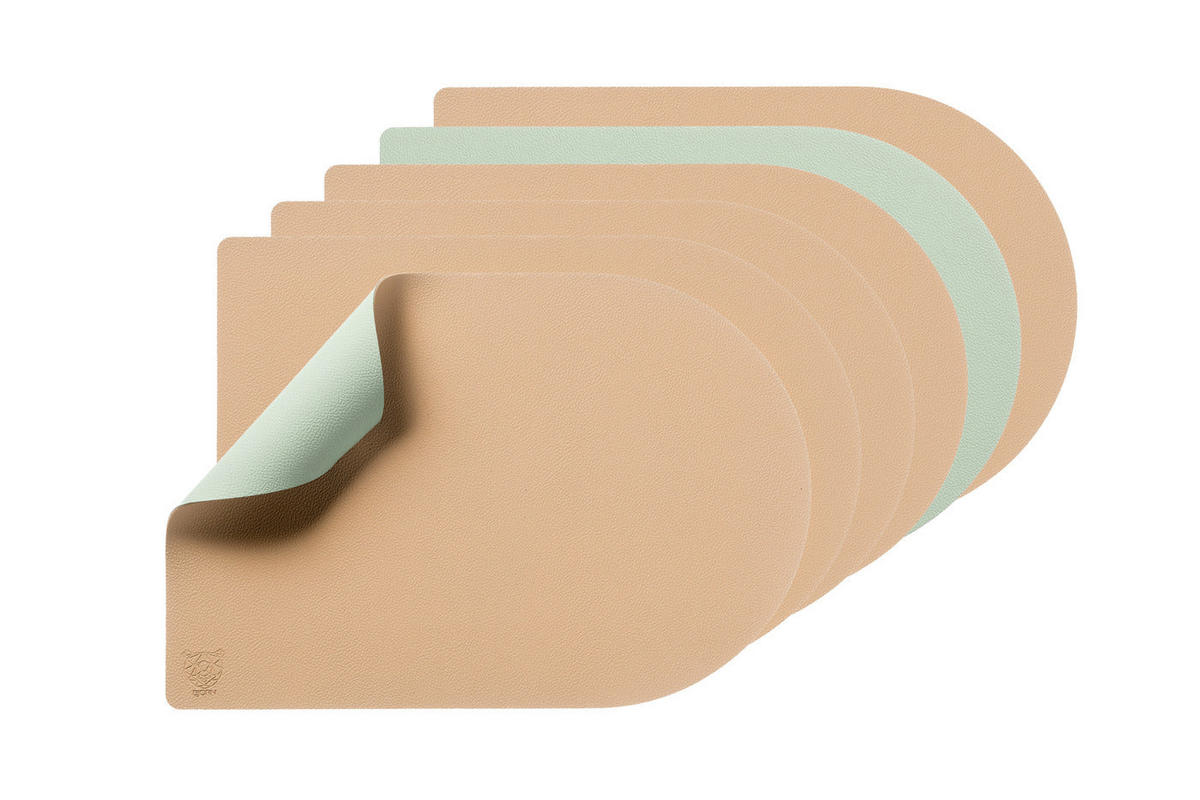 TISCHSET - 6er-Set - Recyceltes Leder in Blassrosa und Blassgrün - Pink, Textil (30/44.5cm) - Björn