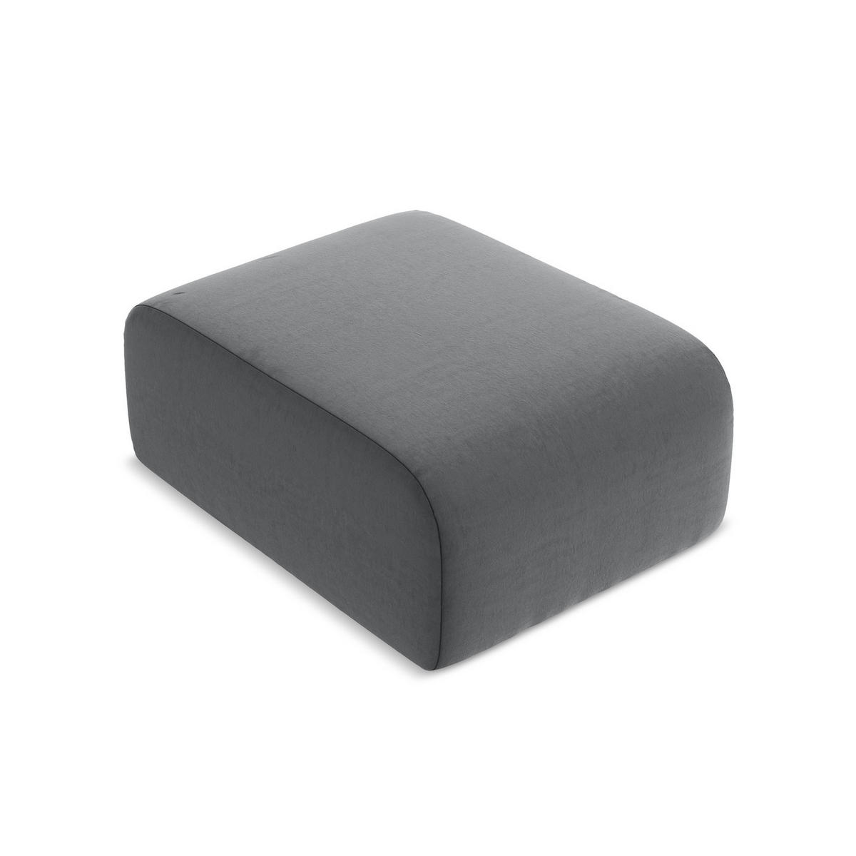 POUF Samt Stoff Grau - Edelstahlfarben/Schwarz, Holzwerkstoff/Kunststoff (72/42/94cm) - LaMiaSofa