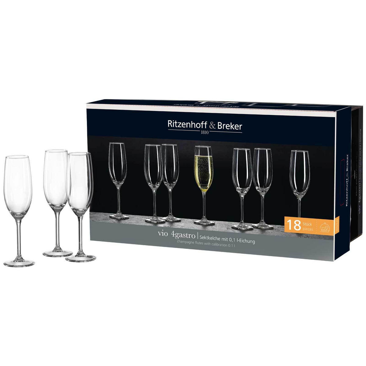 SEKTGLÄSER Vio 4Gastro transparent 210 ml 6er Set - Transparent, Glas (0.21L) - Ritzenhoff Breker