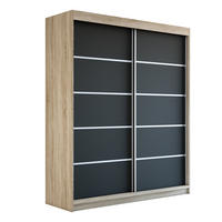 SCHWEBETÜRENSCHRANK 180 CM TREND Farbe: Sonoma , schwarz , schwarz - Schwarz/Braun, Holzwerkstoff (180/215/59.5cm) - A&J MöbelLand