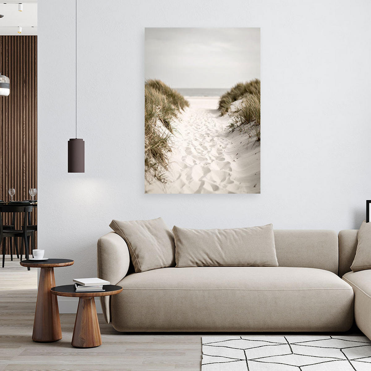 LEINWANDBILD Weg zum Strand Dünen Landschaft 80x120cm - Beige, Textil (80/120cm) - Feeby