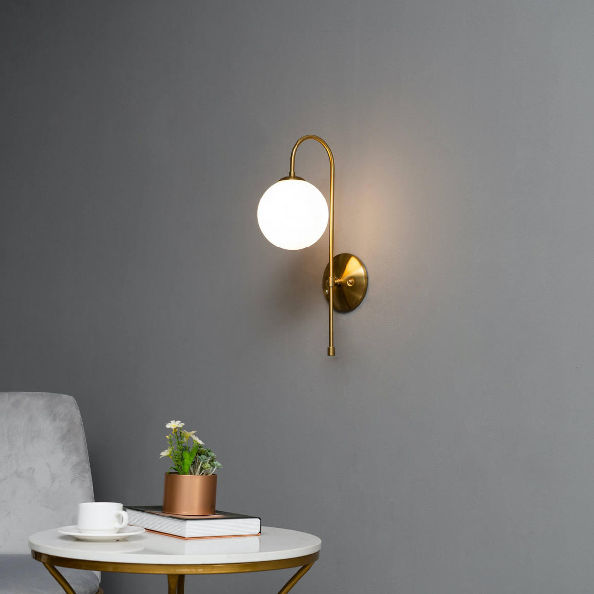 WANDLEUCHTE Oriol, Gold / Messing, 48cm - Goldfarben, Glas (15/48/24cm) - KOSILUM