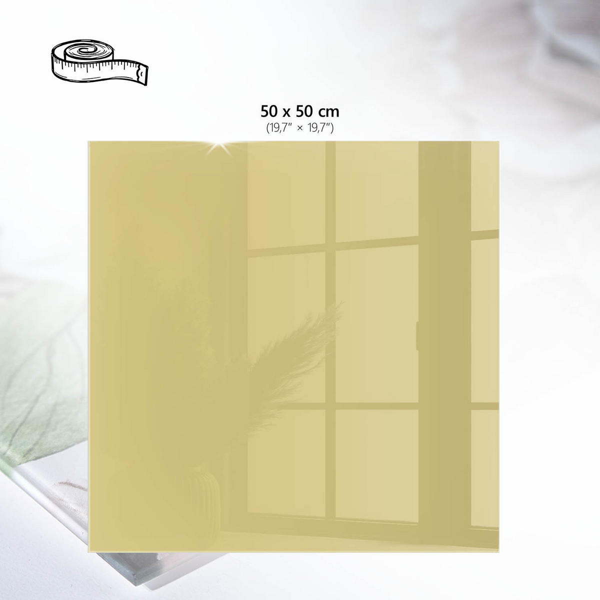 TISCHPLATTE 50x50 cm – Vintage-Gelb - Beige, Glas (50/50/0.4cm) - Wallfluent