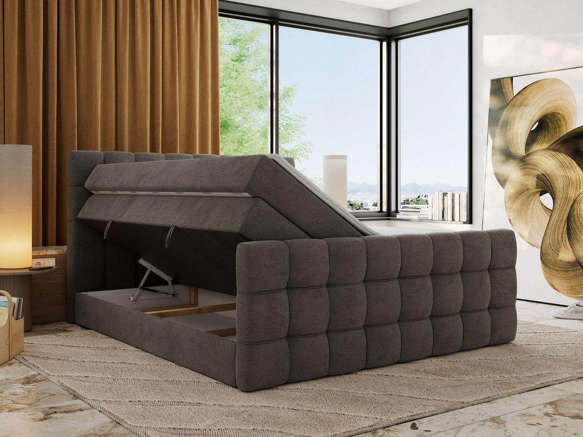 BOXSPRINGBETT ALTIVO KING DUO 200/200 - Dunkelgrau Velvet - H3 - Anthrazit, Textil (200/200cm) - MKS