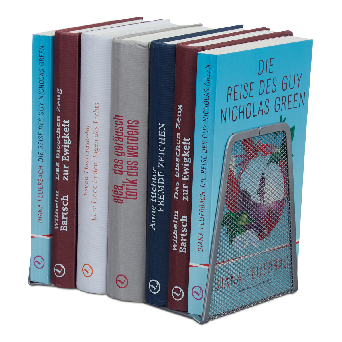 2XKNIHOVÁ podpora - strieborná, kov (12.5/14.5/9cm) - Relaxdays