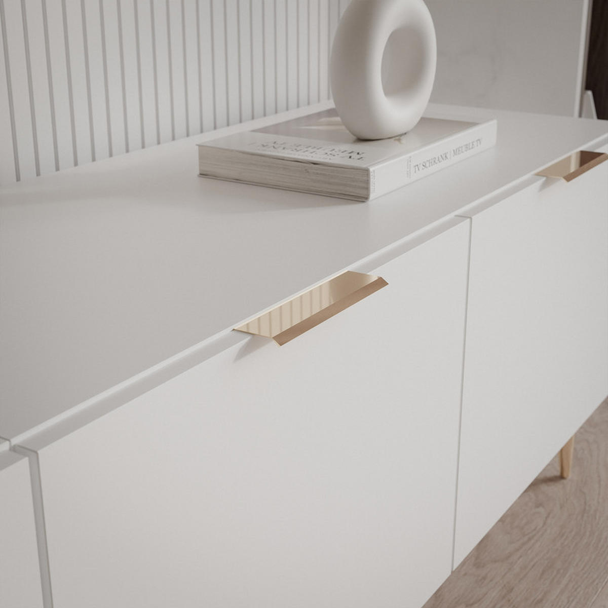 TV skrinka ANGEL biela stojaca s LED osvetlením 300 cm - biela, kompozitné drevo (300/49/40cm) - Idohome