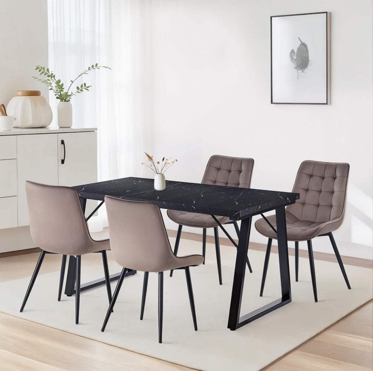 STUHL-SET 2 Stück aus Samt in Modernem Stil-YZ2 - Mokka, Textil (53/88/62.5cm) - HOMAVO