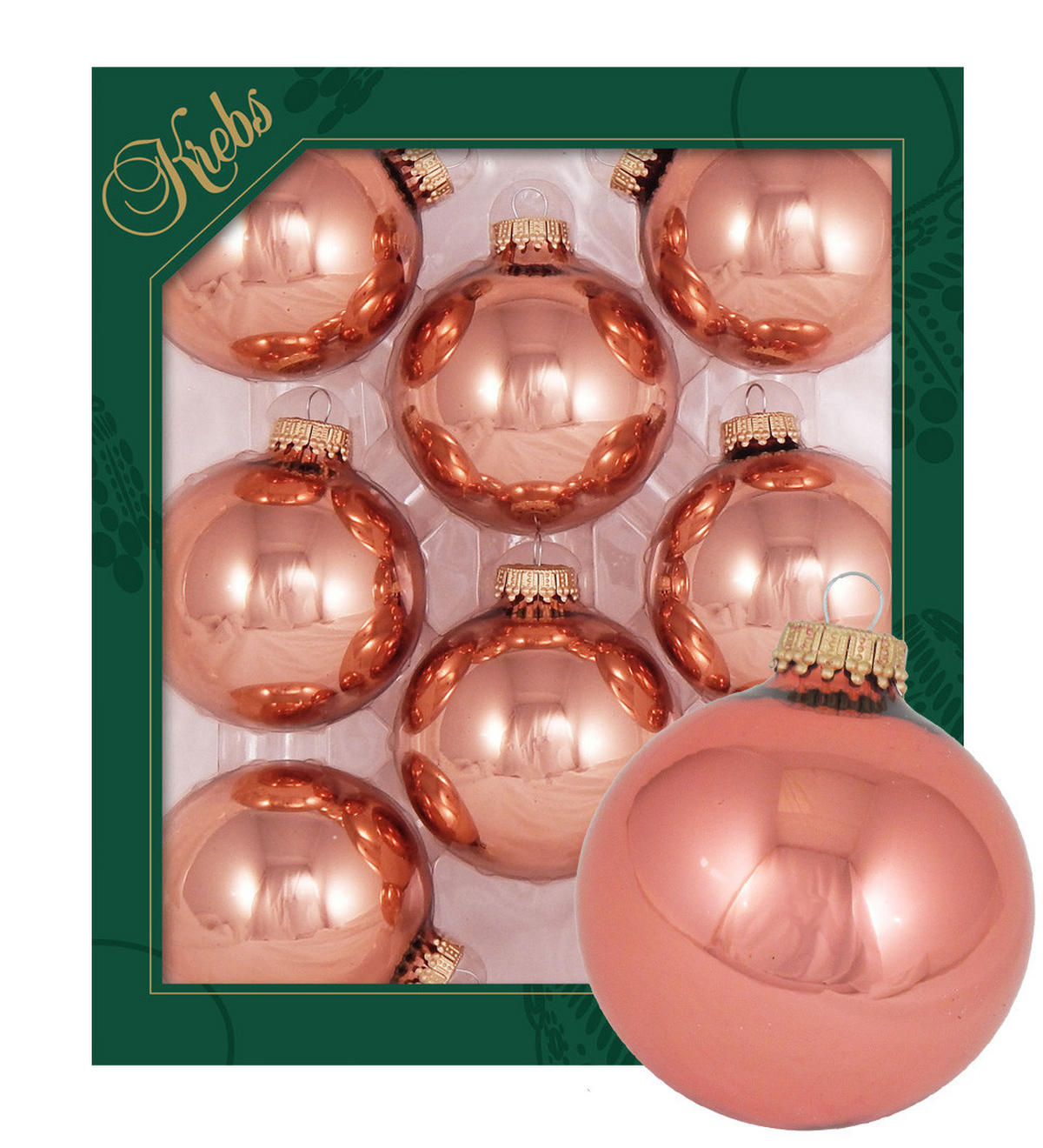 CHRISTBAUMKUGELN Uni-Design Antonia Kupferfarbig 7cm (Glas / 8 Stk.) - Kupferfarben, Glas (7/7/7cm) - Krebs Glas Lauscha