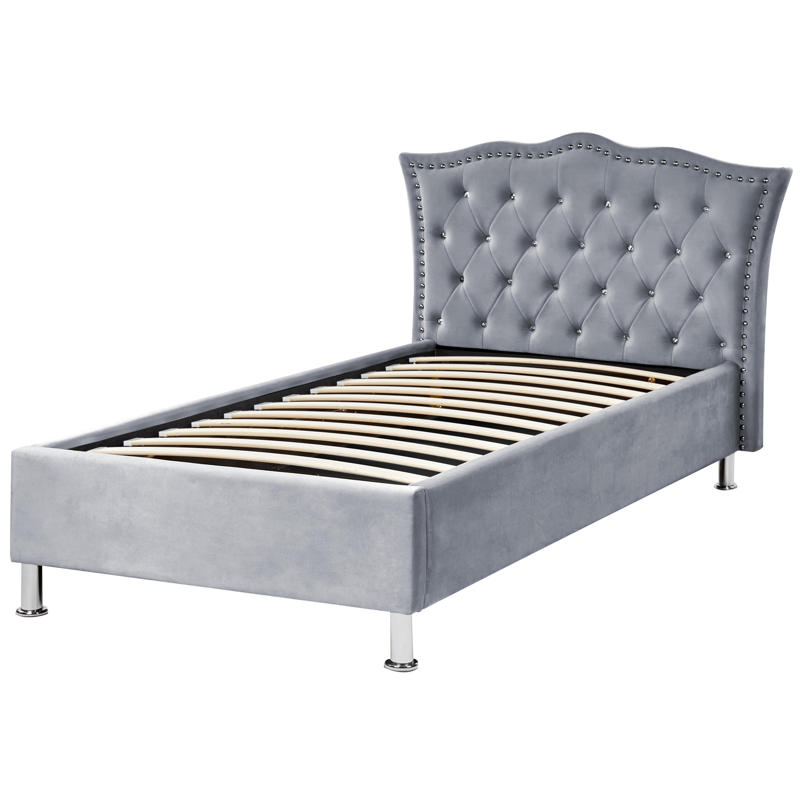 BETT 90/200cm Grau Metz - Grau, Textil (90/200cm) - Beliani