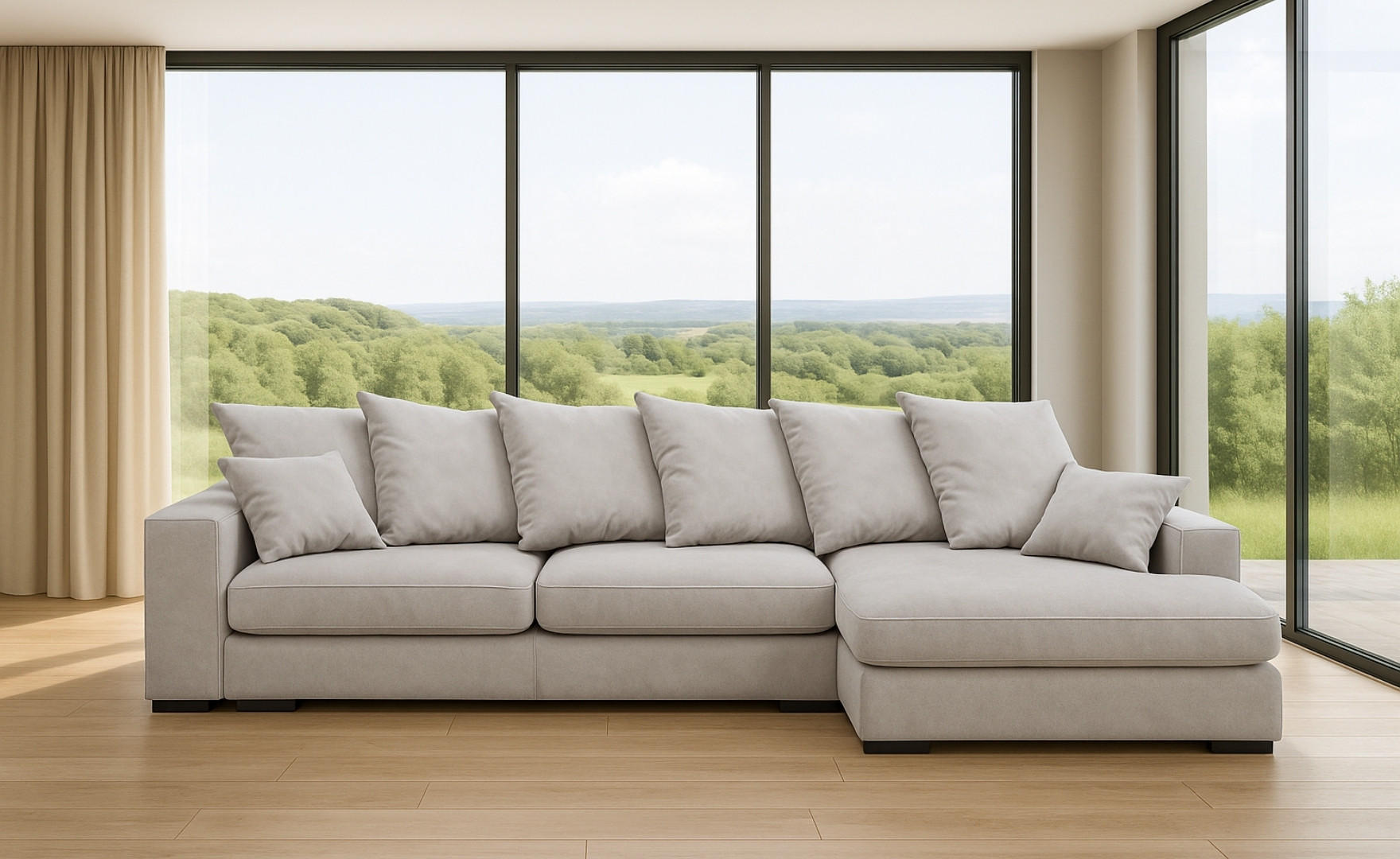 ECKSOFA Mit Schlaffunktion Und Bettkasten Couch L-form Gabon Stoff Riviera Rechts Hellgrau - Hellgrau, Holz (285/155cm) - Kaiser Möbel