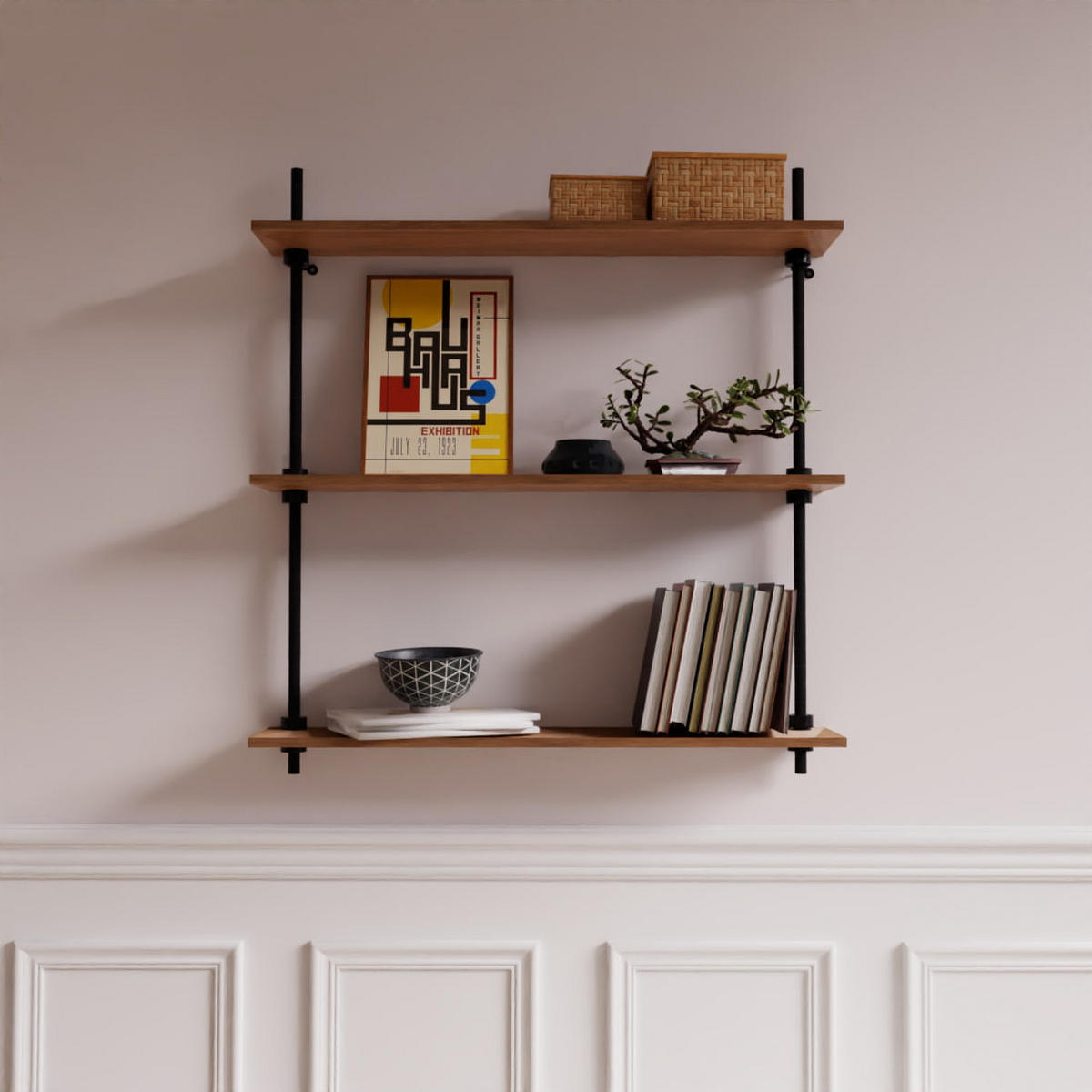 WANDREGAL DECO 92,5x85x17,5cm - Eiche San Remo, Metall (85/92.5/17.5cm) - AR Shelving