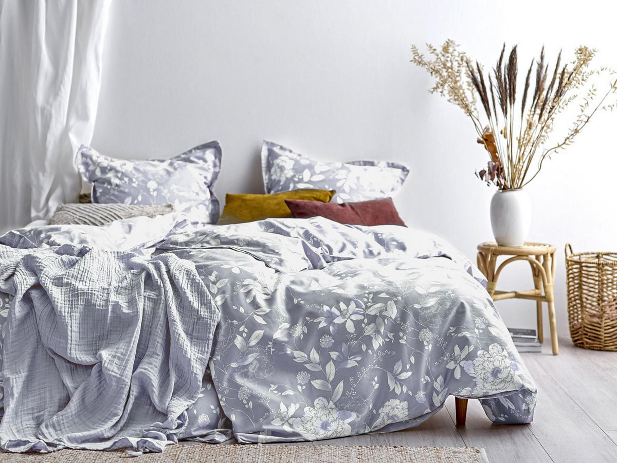 BETTWÄSCHE Garden Bloom grau 135/200 cm Baumwolle - Grau, Textil (135/200cm) - Södahl