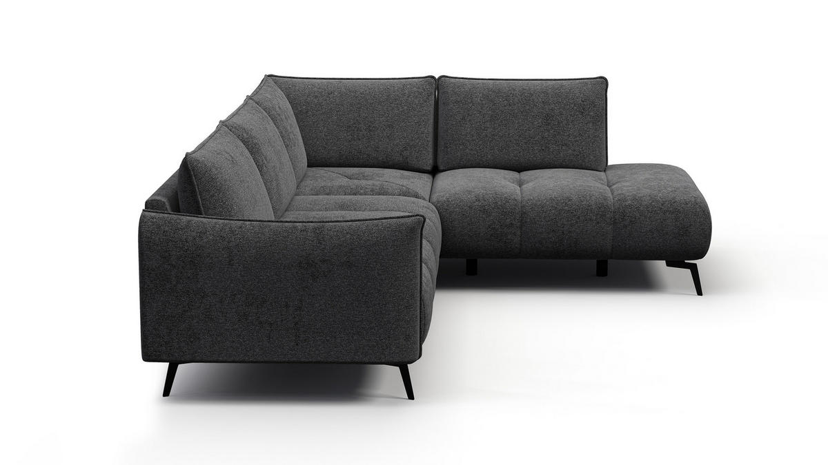 ECKSOFA AERA 5-Sitzer rechts, dunkelgrau - Dunkelgrau/Schwarz, Holz/Textil (268/206cm) - Courtois Laville