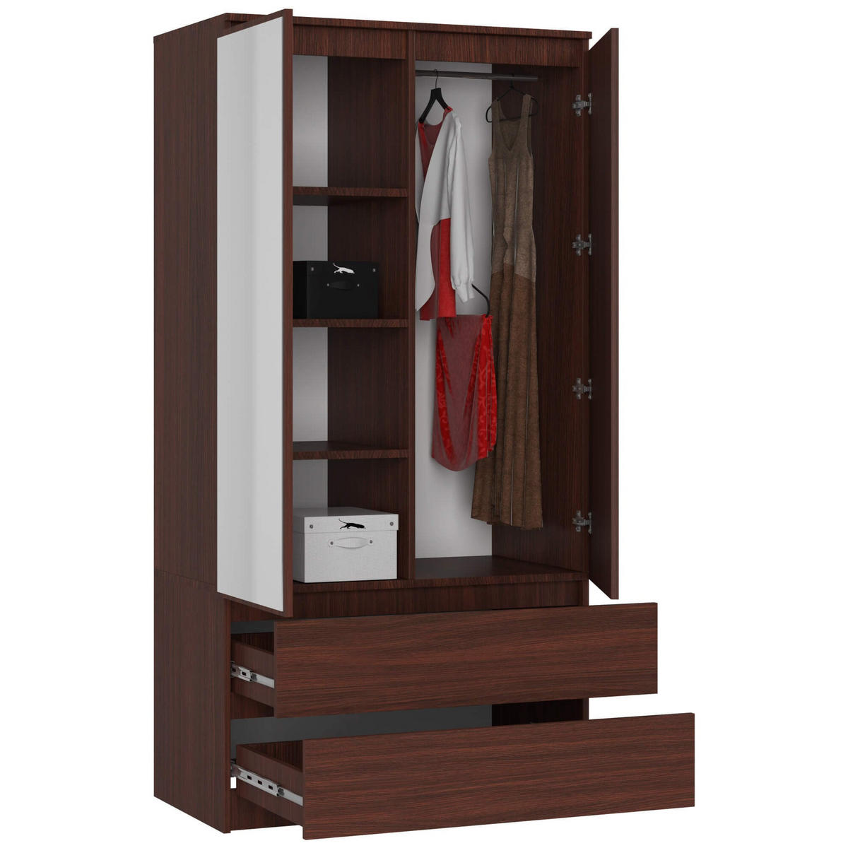 KLEIDERSCHRANK Dunkelbraun 180/90/51 - Dunkelbraun, Holzwerkstoff (90/180/51cm) - RAUMHIRSCH FURNITURE