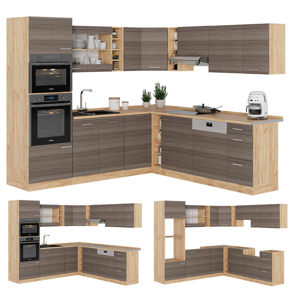 Honigeiche/Grau, Holzwerkstoff (247/81.6/60cm) - Vicco