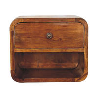 NACHTTISCH mit einer Schublade, wandmontierbar - Kastanienfarben/Messingfarben, Holz/Metall (30/25/25cm) - Artisan Furniture