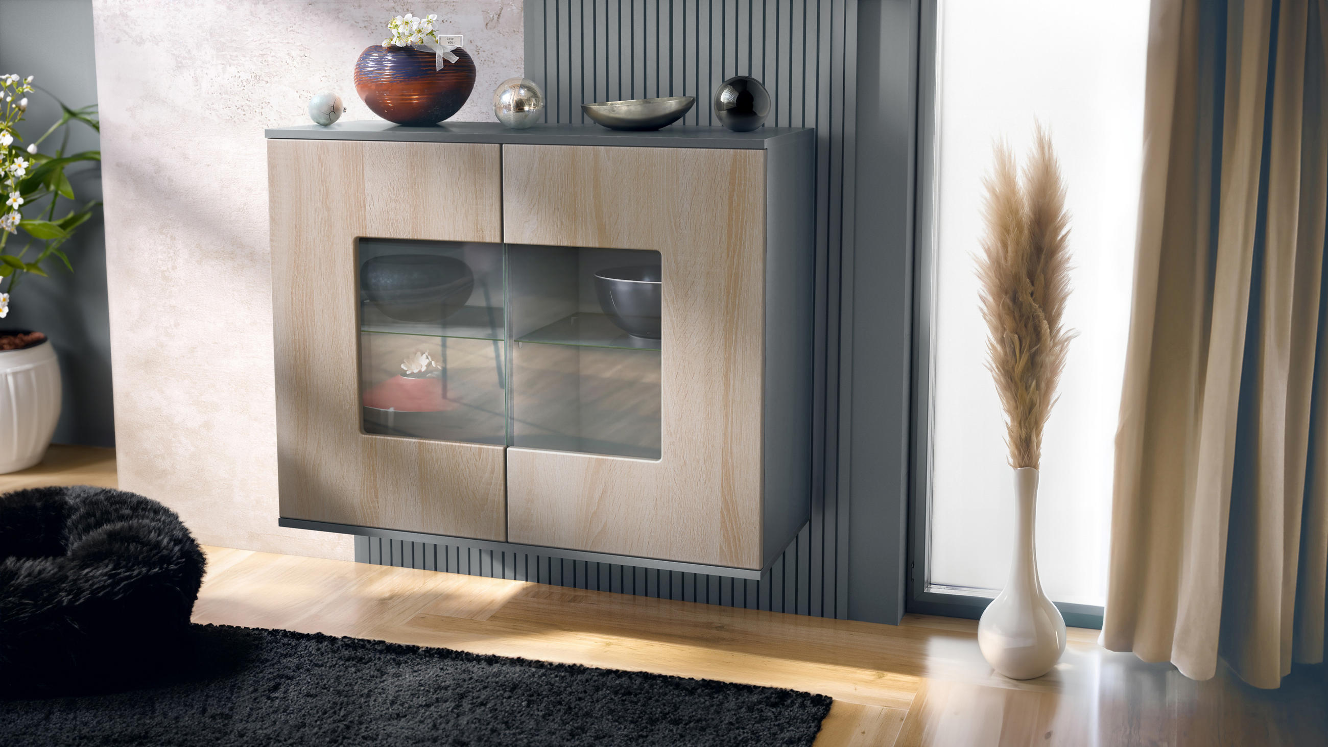 KOMMODE Grömitz Eiche sägerau - Eiche San Remo, Holzwerkstoff (92.5/73.5/35cm) - Vladon