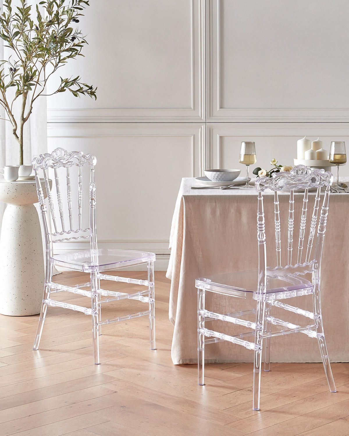 BANKETTSTUHL 2er-Set Transparent Mendon - Transparent, Kunststoff (41/95/41cm) - Beliani