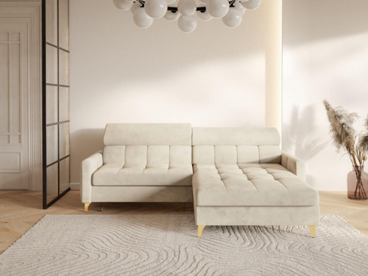 ECKSOFA Creme BAMBINO Mit Verstellbaren Kopfstützen Rechts - Beige/Creme, Textil (174/223cm) - Sepro Meble