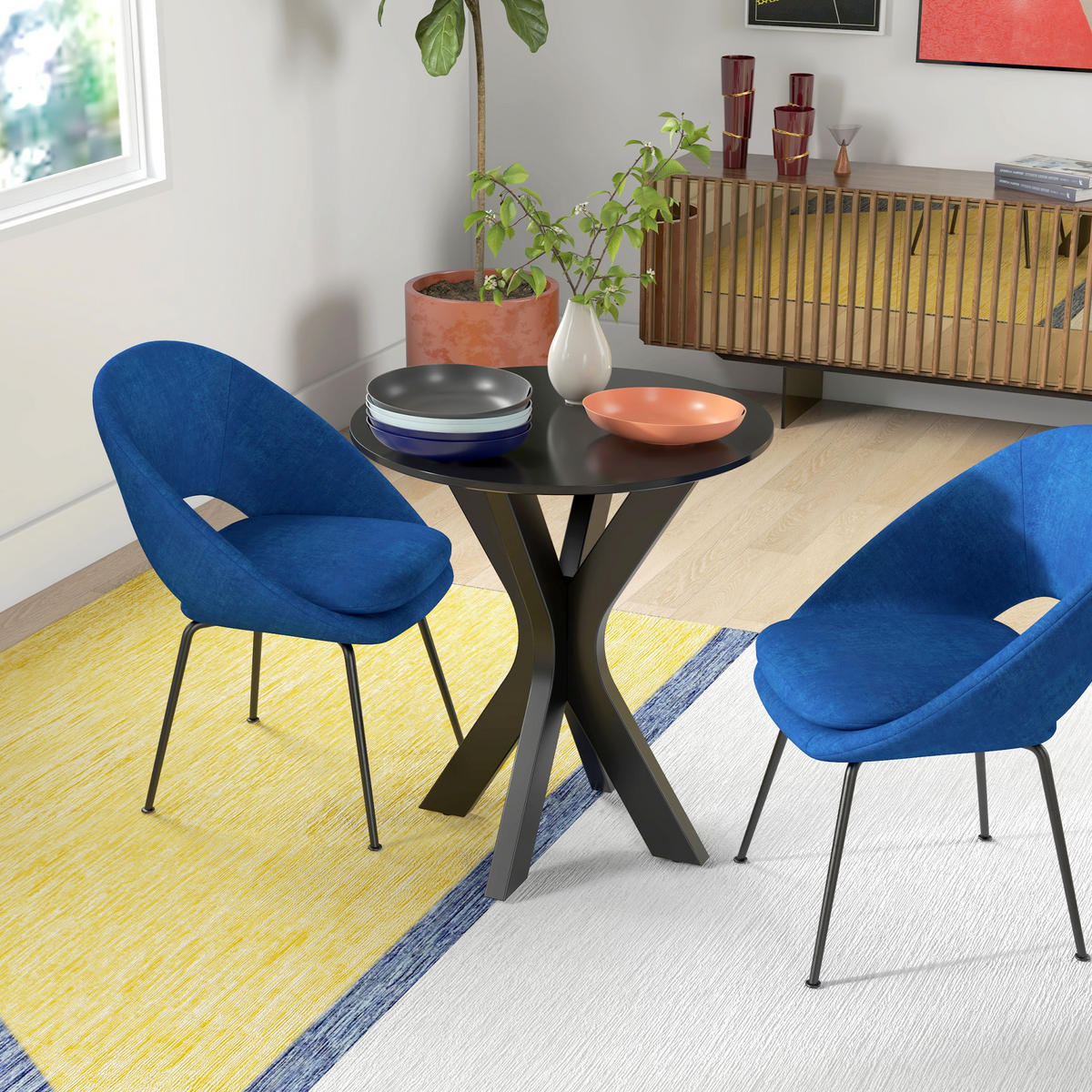 ESSTISCH, Runder Küchentisch, Moderner Esszimmertisch mit Spider-Stahlgestell - Schwarz, Kunststoff (78/78/75cm) - HOMCOM