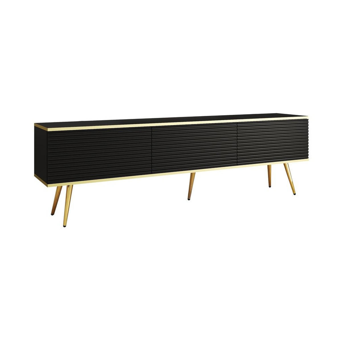 LOWBOARD – 175 cm – Oro Mdf – Mit Füßen – TV-GEN0316 - Schwarz, Holzwerkstoff (175/30/32cm) - hi-markt