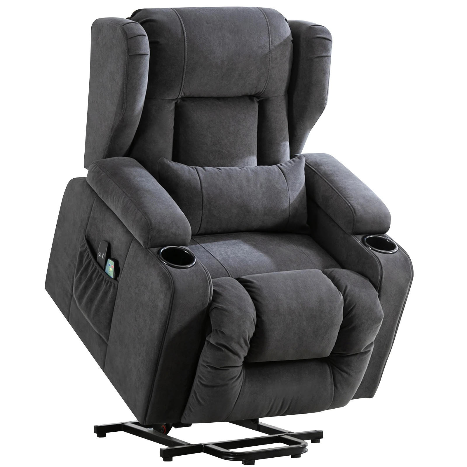 RELAXSESSEL Aufstehhilfe Stoff Grau - Grau, Textil (82.8/100.33/74.93cm) - Coonoor