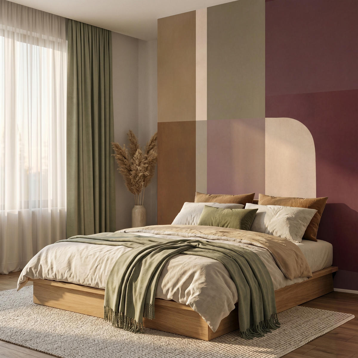 TAPETE - Unis - Abstrakt - Bordeaux - Linien - 220x280 cm - Multicolor, Papier (220/280cm) - OnlyWow