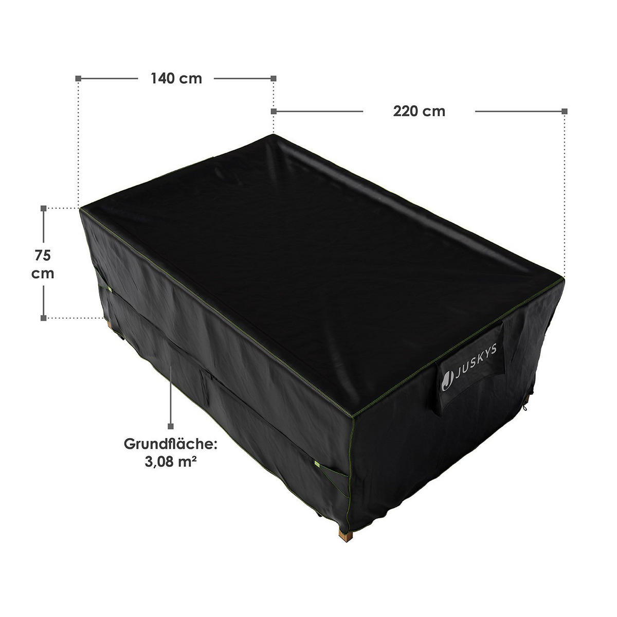 GARTENMÖBELABDECKUNG CoverSafe Pro schwarz - Schwarz, Kunststoff (140/75/220cm) - Juskys