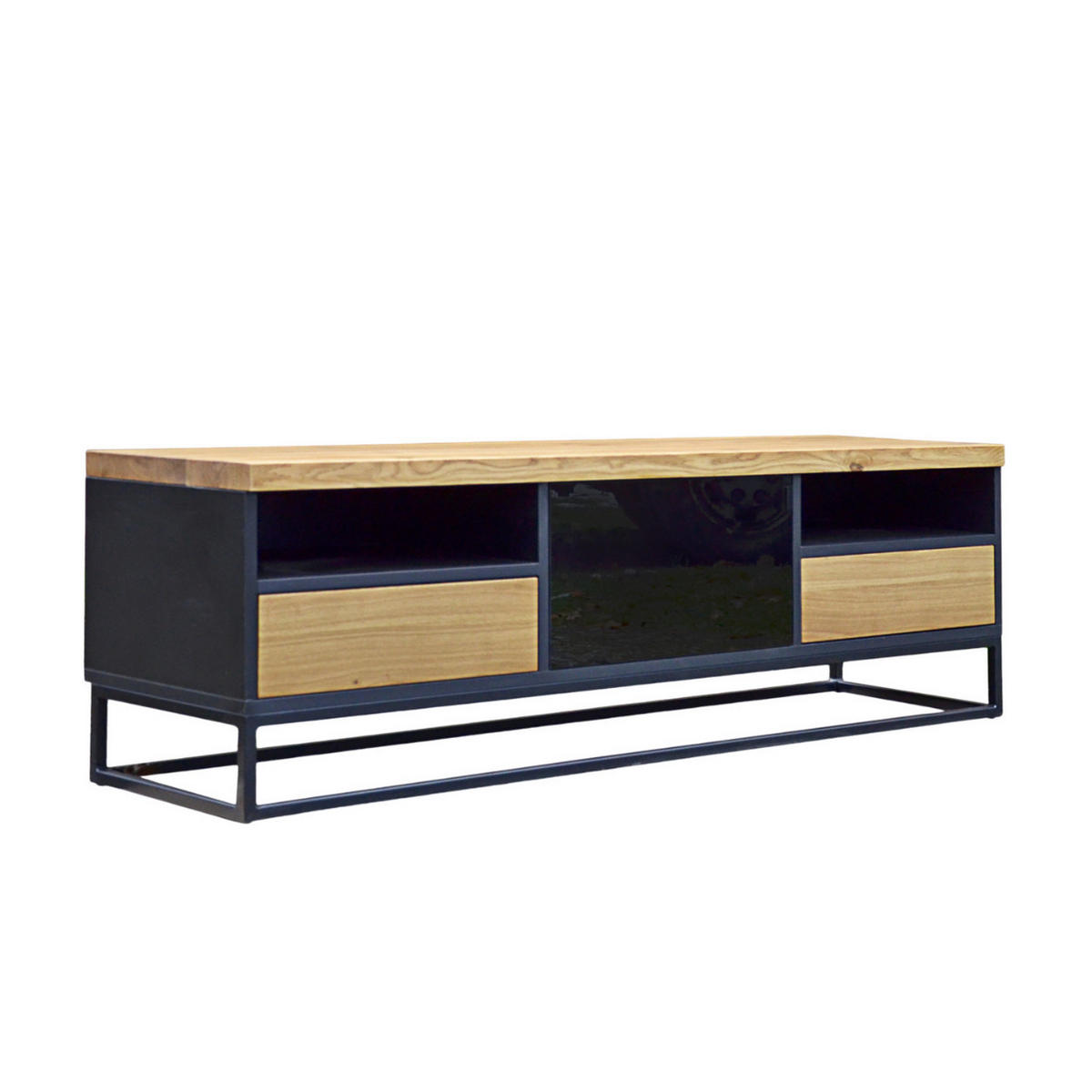 TV-SCHRANK Loft schwarzer für Wohnzimmer CARLA I - Eichefarben, Holz (160/50/45cm) - Rawood Furniture