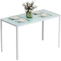 ESSTISCH Weiß Glasplatte Metallgestell 120/60/75 cm - Weiß, Holz (60/120/75cm) - PANGIVO