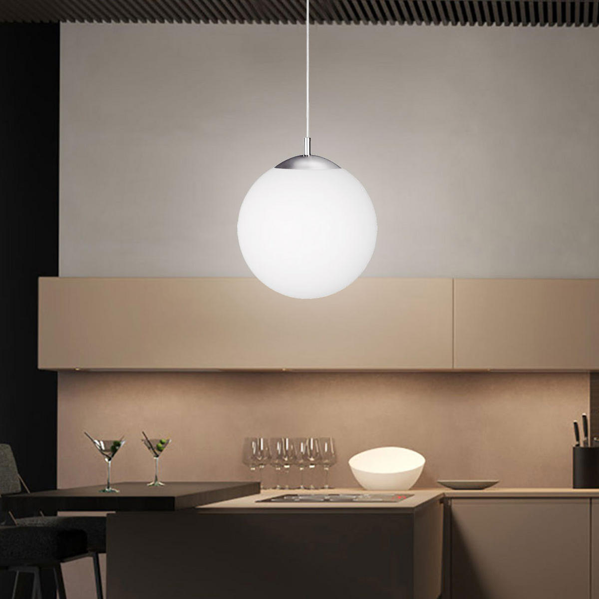 PENDELLEUCHTE Metall Glas Weiß matt - Weiß, Glas (25/25/180cm) - Globo Lighting