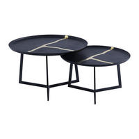 COUCHTISCH-SET - Metall - Schwarz & Goldfarben - ADALINA - Schwarz, Metall (72/72/44cm) - Vente-Unique