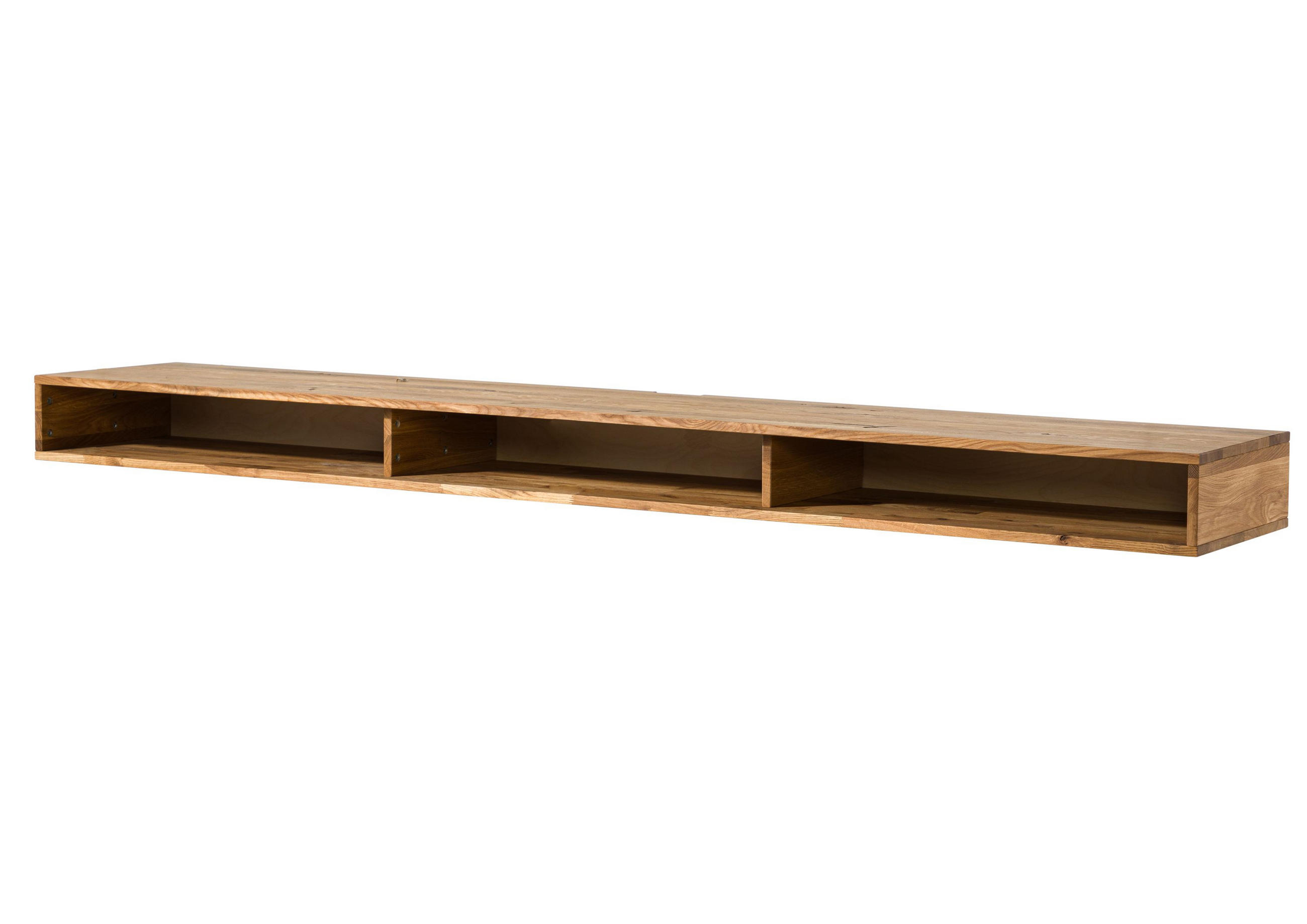 LOWBOARD Wildeiche 180x43x17 natur geölt WIEN #217 - Naturfarben, Holz (180/17/43cm) - Massivmoebel24