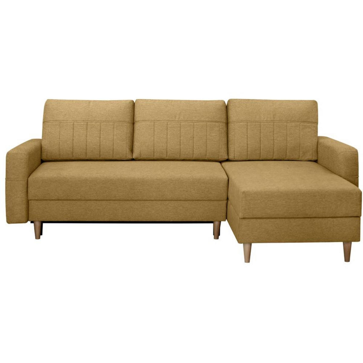 ECKSCHLAFSOFA Vega mit Universelle Ottomane Gelb - Gelb, Textil (225/150cm) - Beautysofa