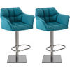 BARHOCKER 2er Set Stoff Türkis - Türkis/Edelstahlfarben, Textil/Metall (64/88/45cm) - CLP