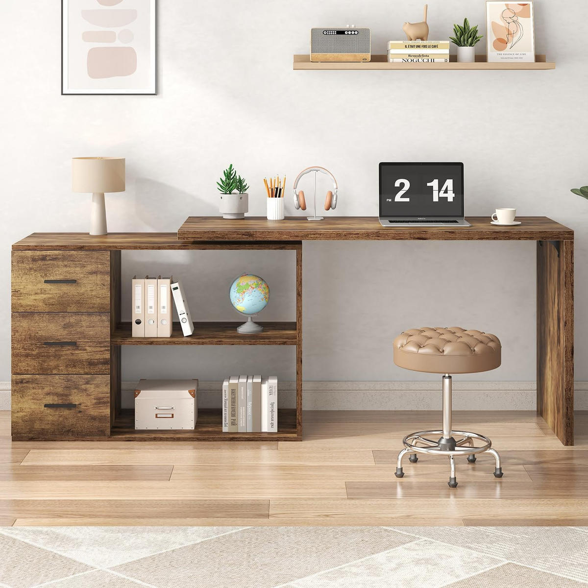 SCHREIBTISCH mit Schubladen flexibel 140 x 50 x 76 cm - Alteiche, Holzwerkstoff/Metall (50/140/76cm) - Quality Elegance