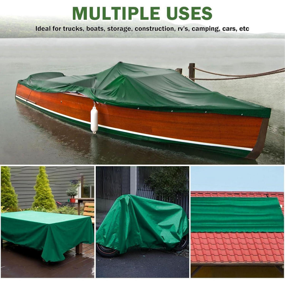 ABDECKPLANE 440 g/m² Wasserdicht Grün 4 x 6 m - Grün, Kunststoff (600/400/1cm)