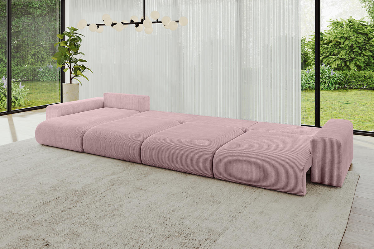 WOHNLANDSCHAFT mit Schlaffunktion ESKAR-U2-464x176x84cm Rosa - Rosa, Holzwerkstoff/Kunststoff (176/72/464cm) - ALTDECOR