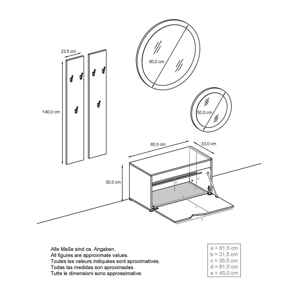 Thumbnail - Vladon Garderobe, Schwarz Hochglanz, Holzwerkstoff, 200x200x33 cm, Garderobe, Garderoben-Sets & Serien, Garderoben-Sets