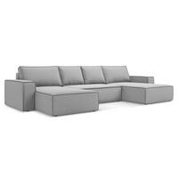 WOHNLANDSCHAFT Samt Stoff Grau - Schwarz/Grau, Kunststoff/Textil (398/82/185cm) - Makamii