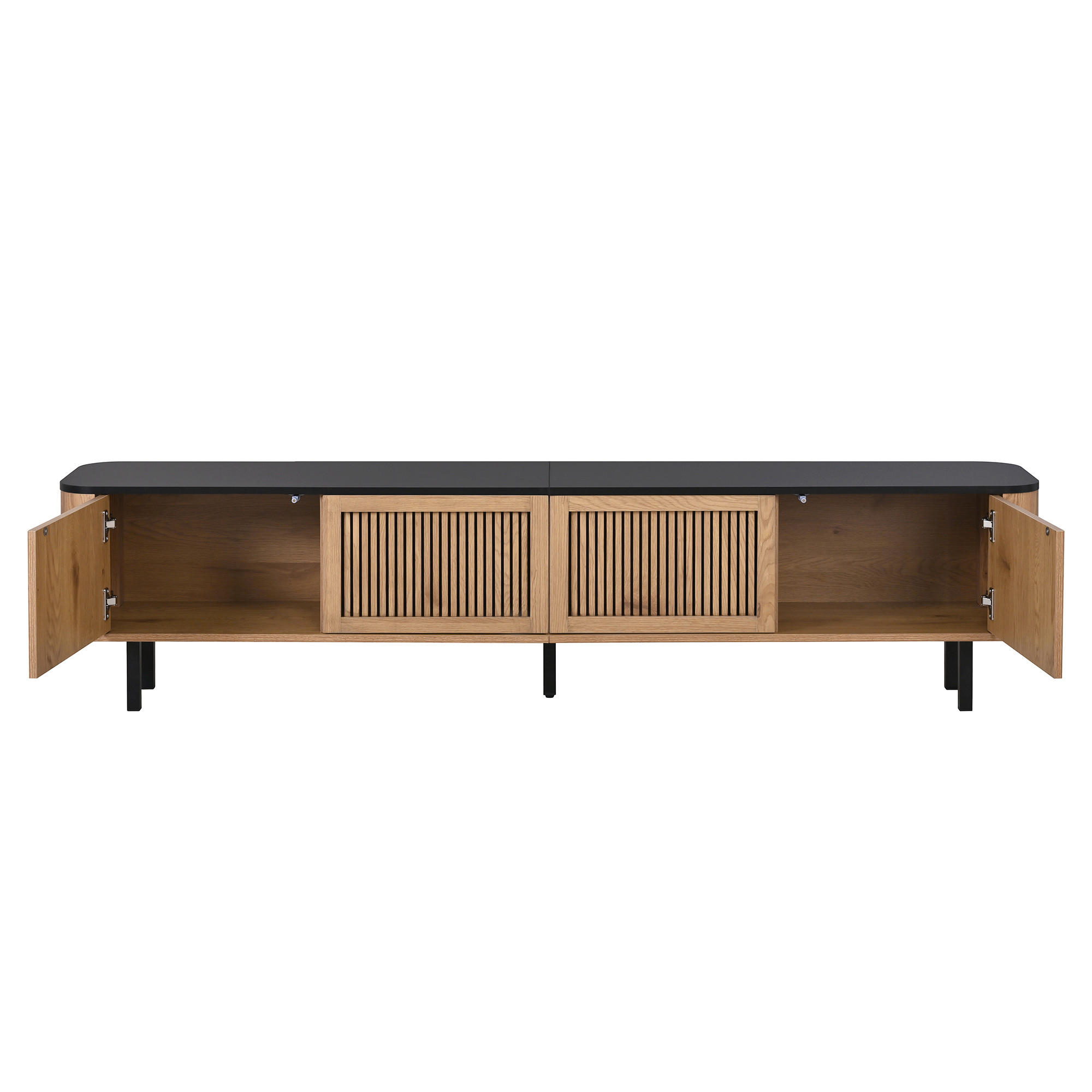 TV-SCHRANK 190/35/45 cm Eiche Schwarz mit Gittertüren und Metallfüßen - Eichefarben, Holzwerkstoff/Metall (190/45/35cm) - Oxeza