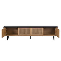 TV-SCHRANK 190/35/45 cm Eiche Schwarz mit Gittertüren und Metallfüßen - Eichefarben, Holzwerkstoff/Metall (190/45/35cm) - Oxeza