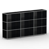 AKTENSCHRANK Büro, 9 offene Fächer, Breite 227 cm, Graphitschwarz - Chromfarben/Schwarz, Metall (40/118/227.2cm) - Versee