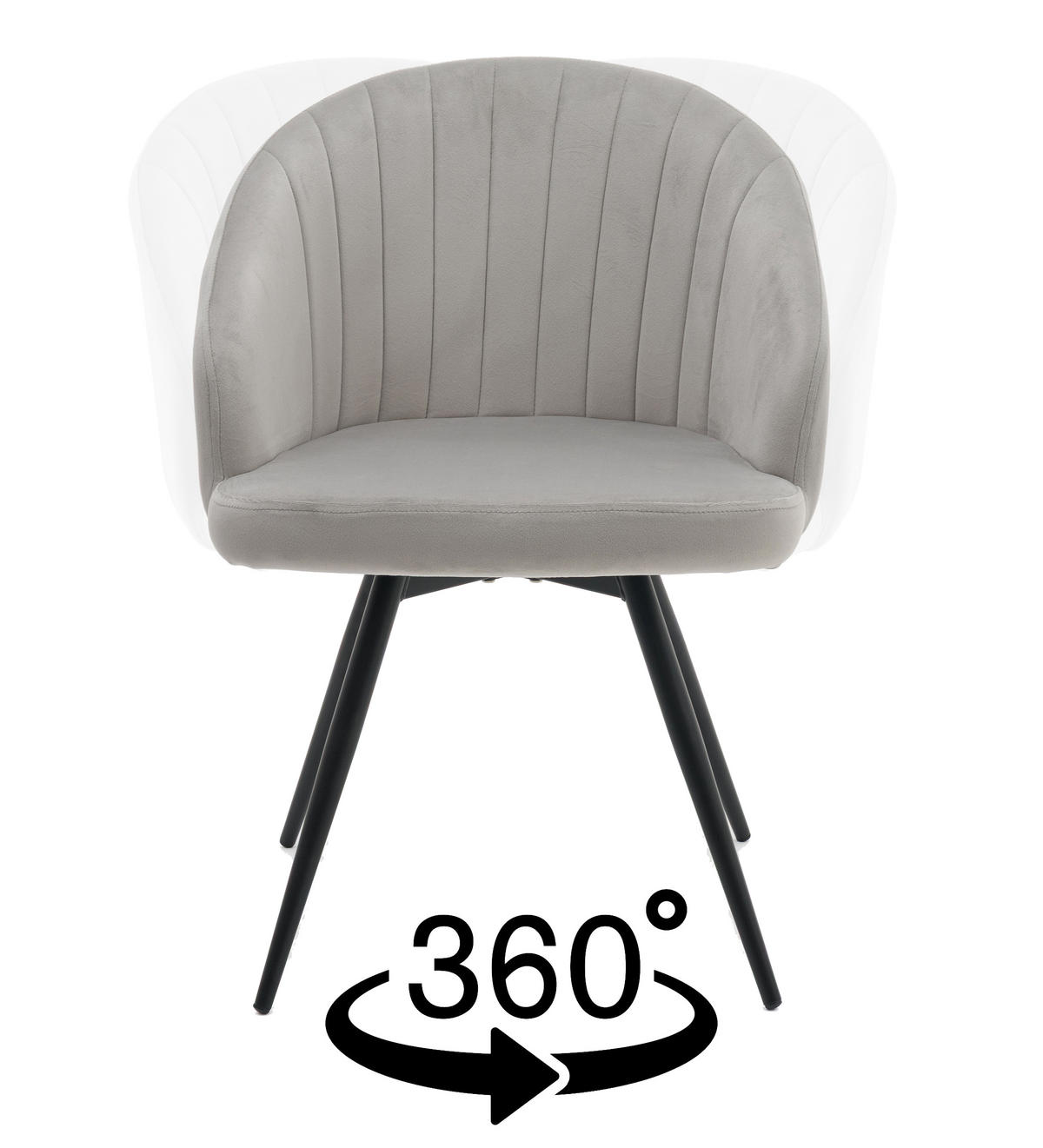 STUHL MODENA drehbar gepolsterter mit Steppung - dunkelbeige - Boucle Teddy - Beige/Schwarz, Textil/Metall (57/80/59cm) - NEW HOME