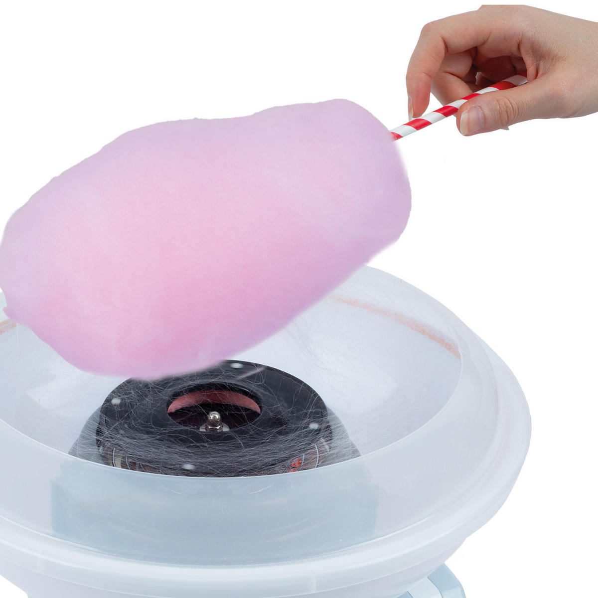 ZUCKERWATTEMASCHINE, Zubehör: 1 Stickerbogen, 1 Messlöffel und 10 Papierkegel, Antihaftbeschichtung - Blau, Kunststoff (30.7/21/30.7cm)