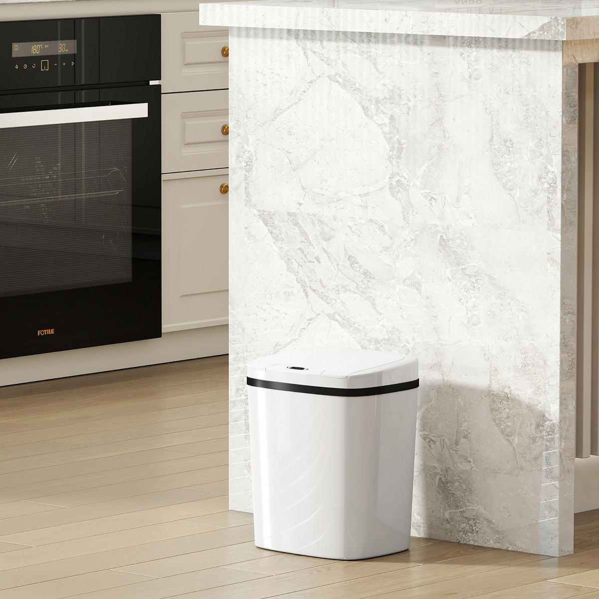 MÜLLEIMER AUTOMATISCHER 15L 27,6/21,4/33,5 cm Kunststoff Weiß mit Infrarotsensor - Weiß, Metall (21.4/33.5/27.6cm) - Rolipo
