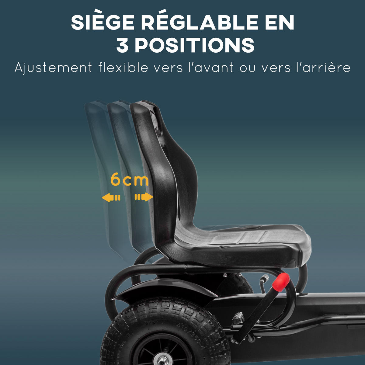 TRETKART DE-13029 verstellbarer Sitz Schwarz - Schwarz, Kunststoff (121/58/61cm) - ComfortXL