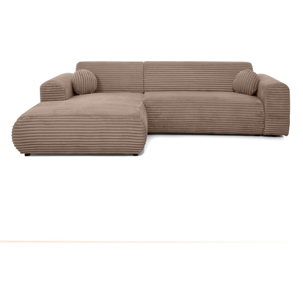 ECKSOFA Puerto, ohne Schlaffunktion, Hellbraun, links - Hellbraun/Schwarz, Textil (269/170cm) - Beautysofa