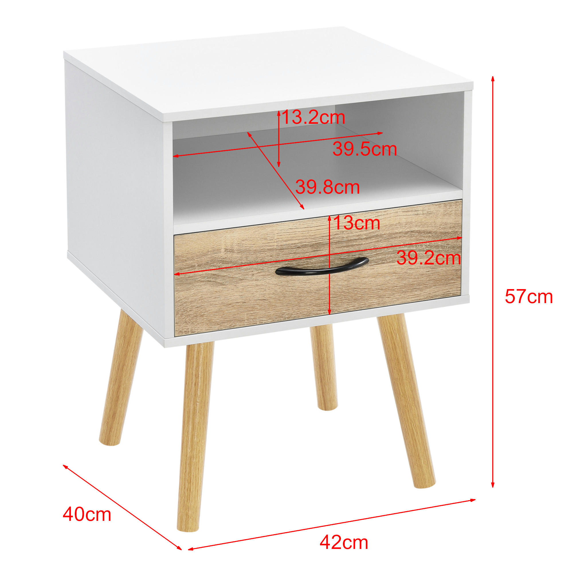 Thumbnail - [en.casa] Beistelltisch-Set, Weiß, Eiche, Holzwerkstoff, Holz, 1 Schubladen, 42x57x40 cm, Wohnzimmer, Wohnzimmertische, ...