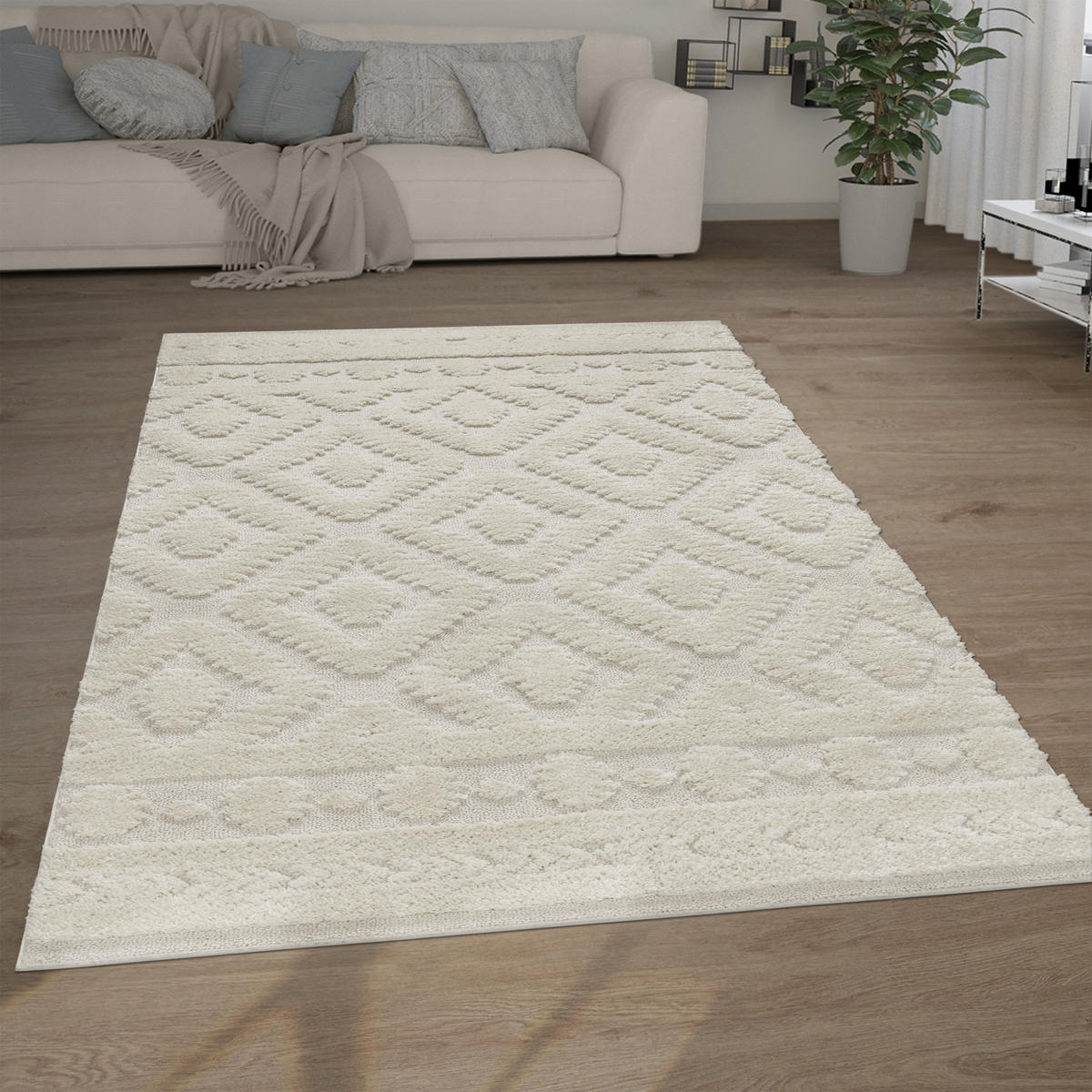 HOCHFLORTEPPICH 200/280 cm Genua 748 - Creme, Textil (200/280cm) - Paco Home